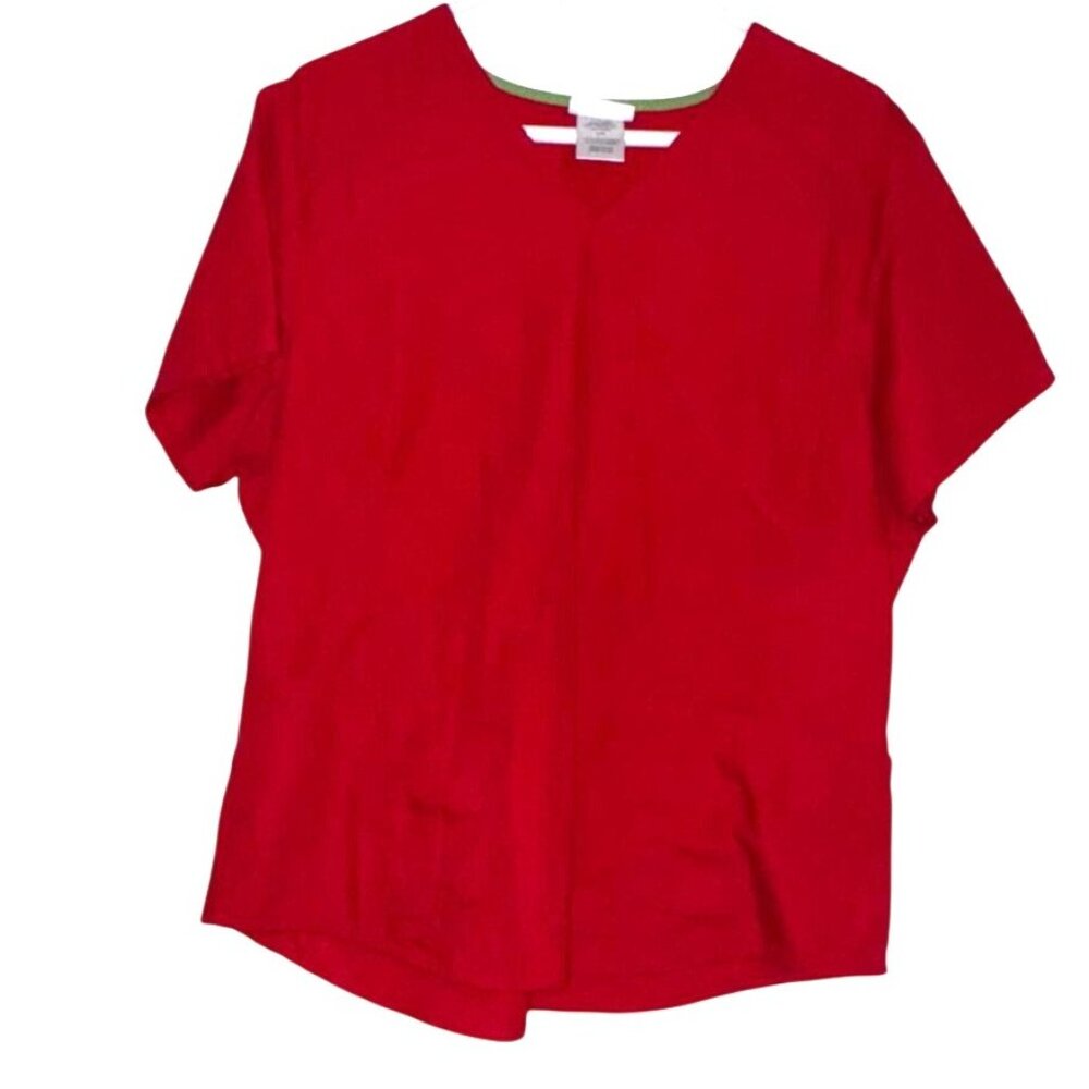 Scrubstar Red Scrub Set L Top & Pants 65% Polyester 35% Cotton Short Sleeve - Picture 2 of 12